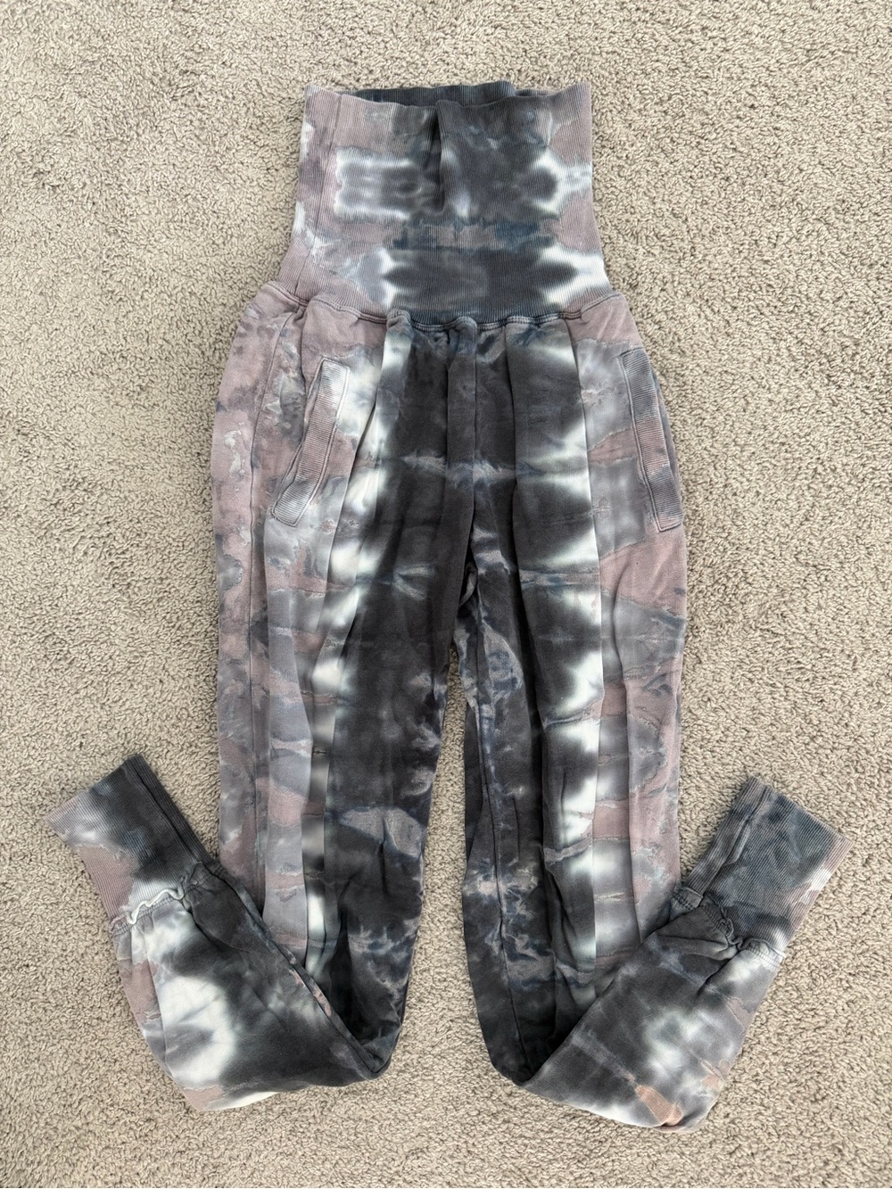 Young Fabulous & Broke Tie-Dye High-Waist Jogger Pants - Gray & Mauve